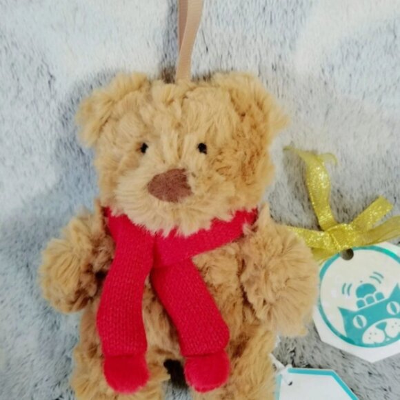 Jellycat BARTHOLLOMEW BEAR DECORATION New Ornament Christmas Holiday Scarf Gift - Picture 1 of 6